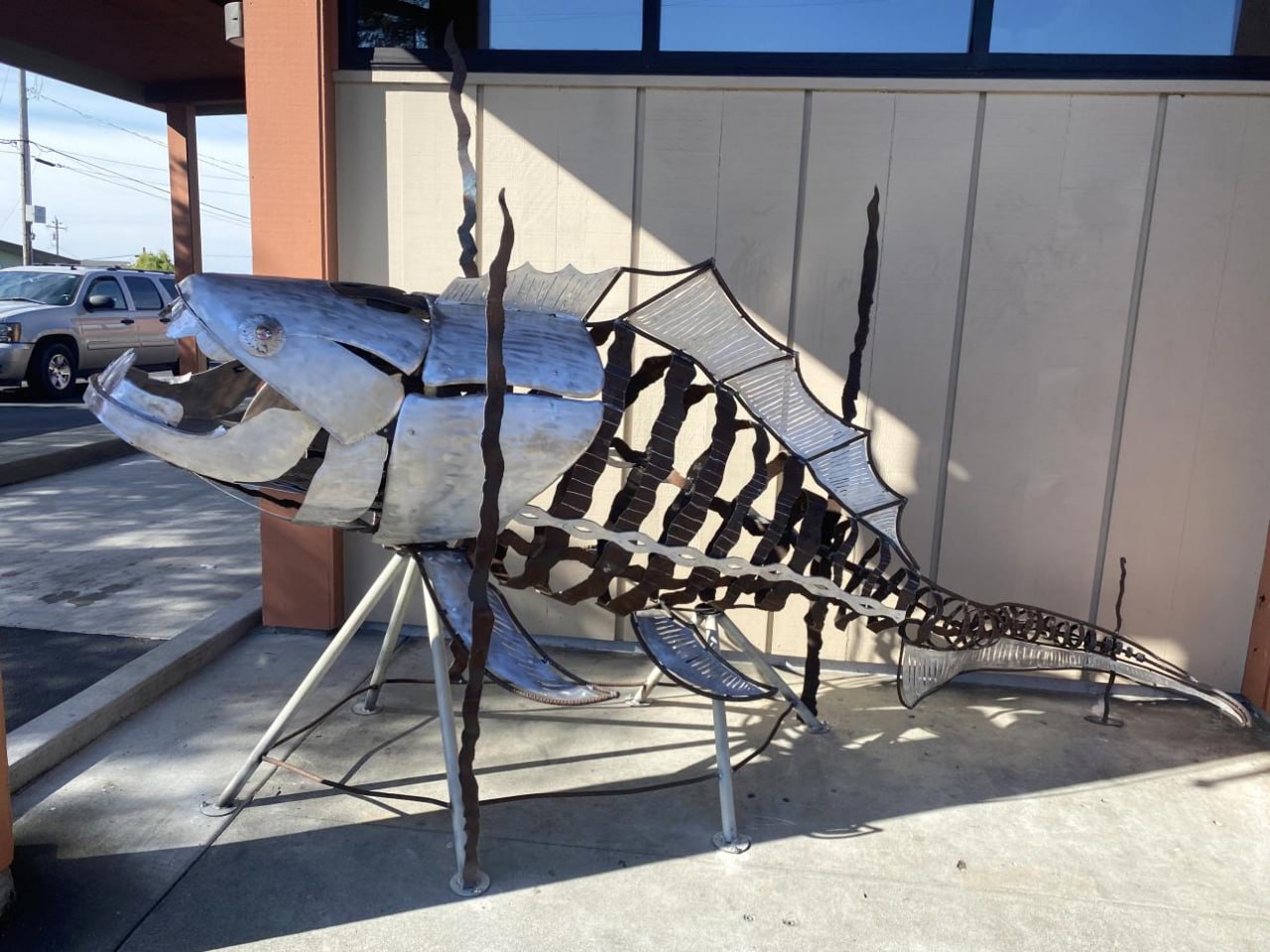 Metal Dunkleosteus Sculpture